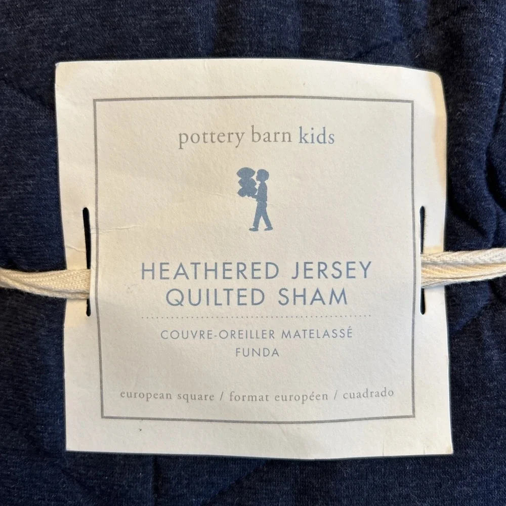 Pottery Barn Kids Euro Sham Heathered Jersey Quilted Sham Pillow Case Square
